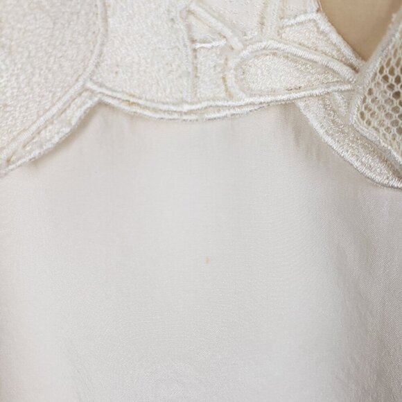 Rungolee Eyelet Lace Front Top Ivory 3/4 Sleeve Blouse Womens Size Small - Picture 12 of 16